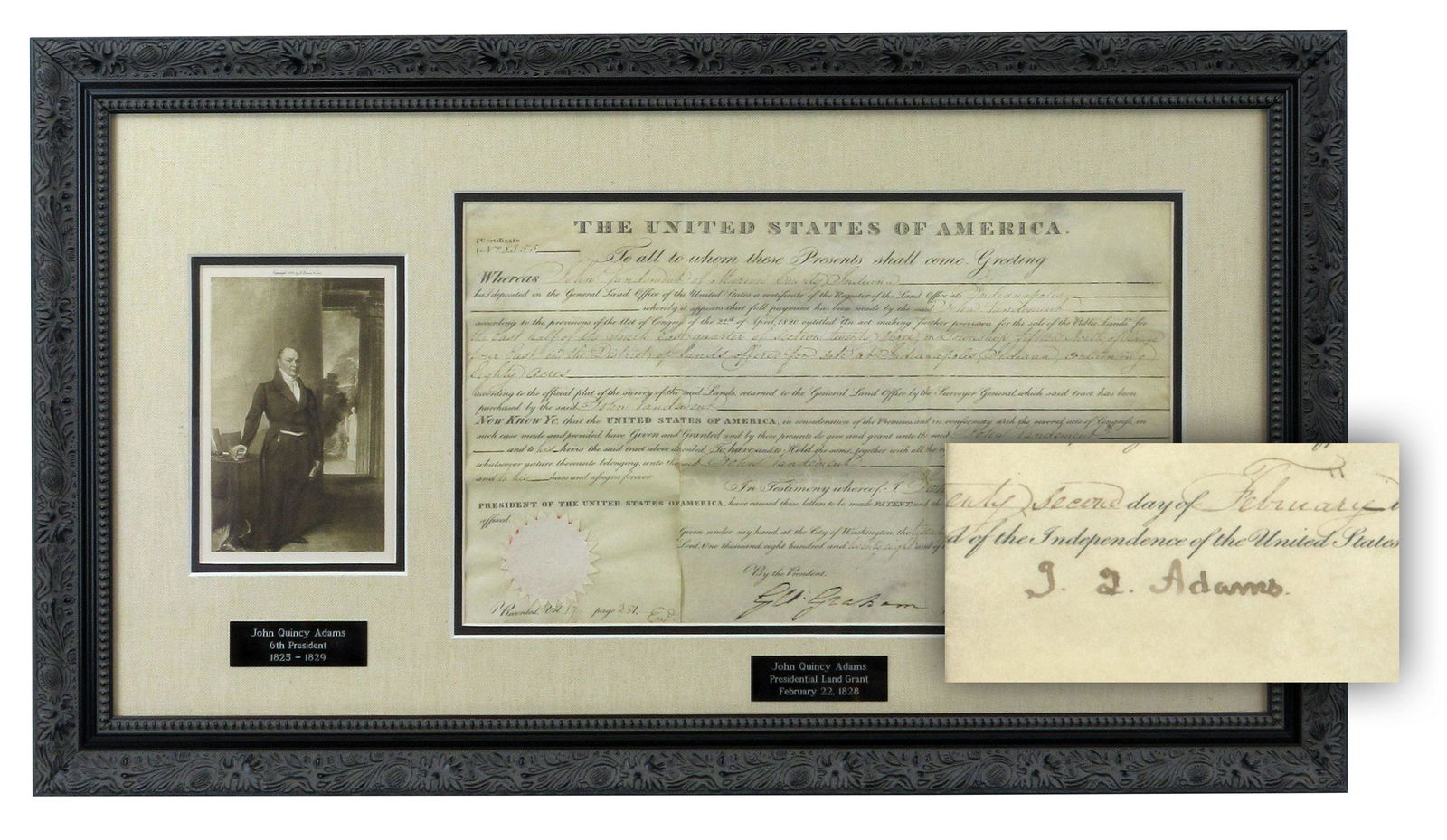 John Quincy Adams Signed Indiana Land Deed (1 of 6)