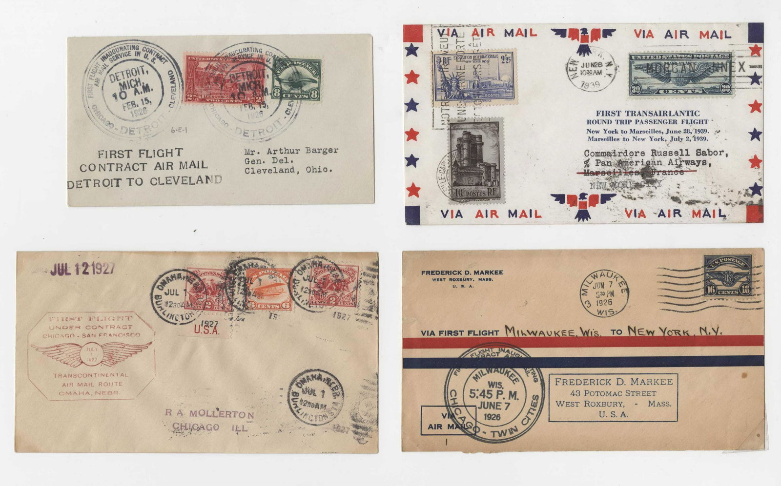Four Airmail Covers Including Lindbergh Flight (1 of 3)