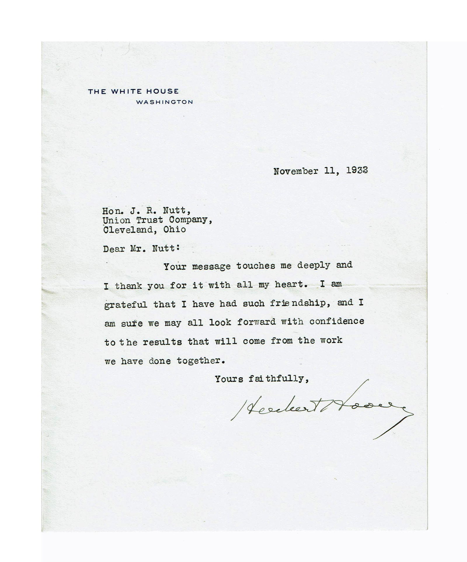 Herbert Hoover TLS as President (1 of 2)