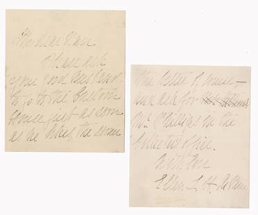 Rare Presidential Spouse, Ellen Lewis Herndon Arthur's: Rare Presidential Spouse, Ellen Lewis Herndon Arthur's Intriguing Letter, Two page autograph letter signed, 4.75" x 5.75". Dated on verso "123 Lext Ave, Oct 23d", and signed by Ellen Lewis Herndon