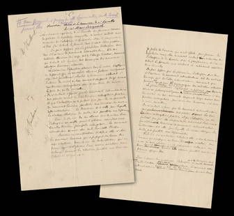 Henri Becquerel, Nobel Prize-Winning French Physicist,: Henri Becquerel, Nobel Prize-Winning French Physicist, Autograph Manuscript Signed Re: the Crystalline Light Absorption & Vibration Debate! 2pp manuscript of scientific notes inscribed overall by