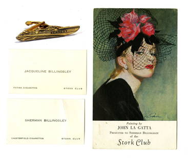 [JFK] Nightclub Owner Sherman Billingsley Signed: [JFK] Nightclub Owner Sherman Billingsley Signed Postcard and Ephemera A small group of items relating to Sherman Billingsley, owner of New York's famous Stork Club. The club was in business from