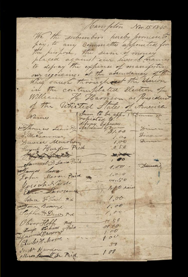 W.H. Harrison's N.H. Supporters Pledge Sums of Money (1 of 7)