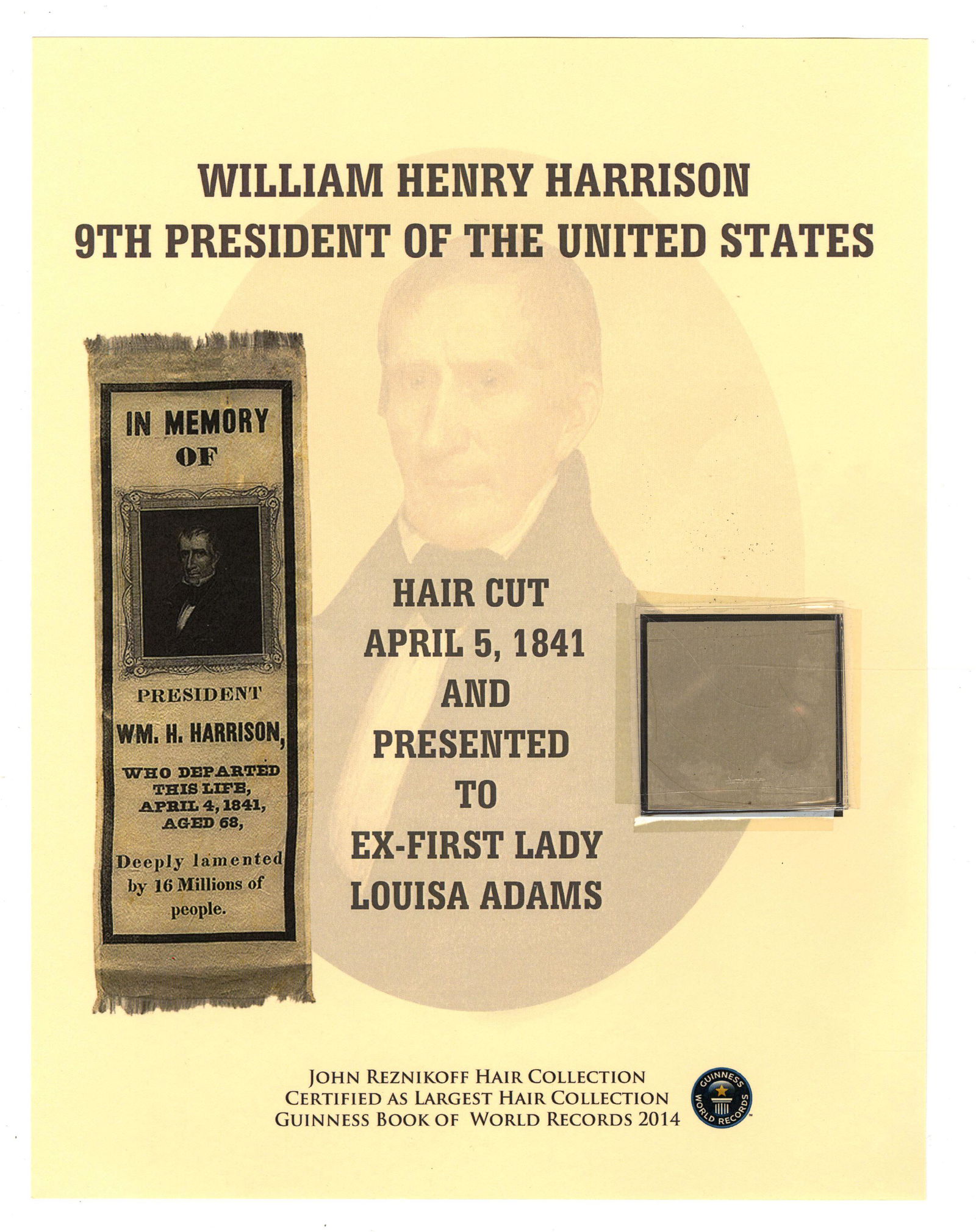 Several Hair Strands from William Henry Harrison Cut On (1 of 4)