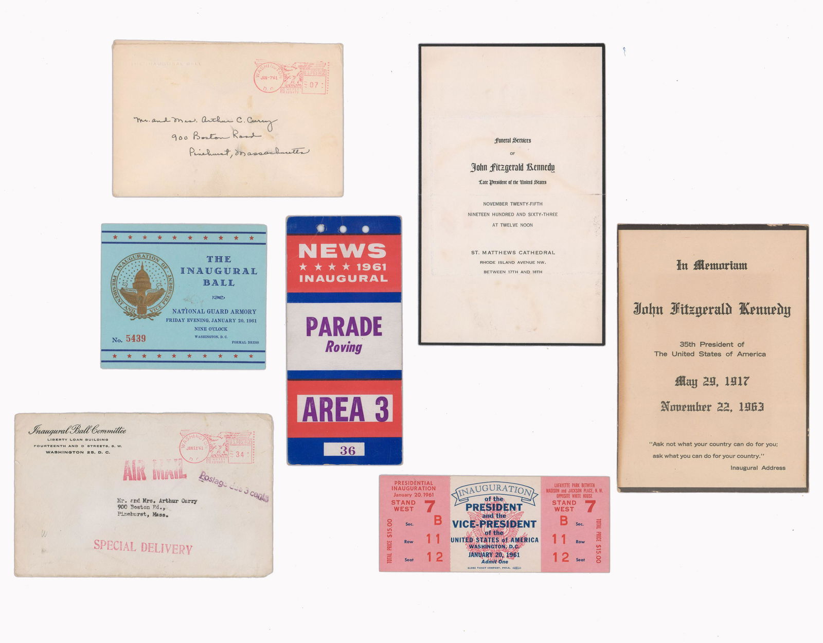 JFK Great Lot of 5 Printed Ephemera, Assassination & (1 of 2)