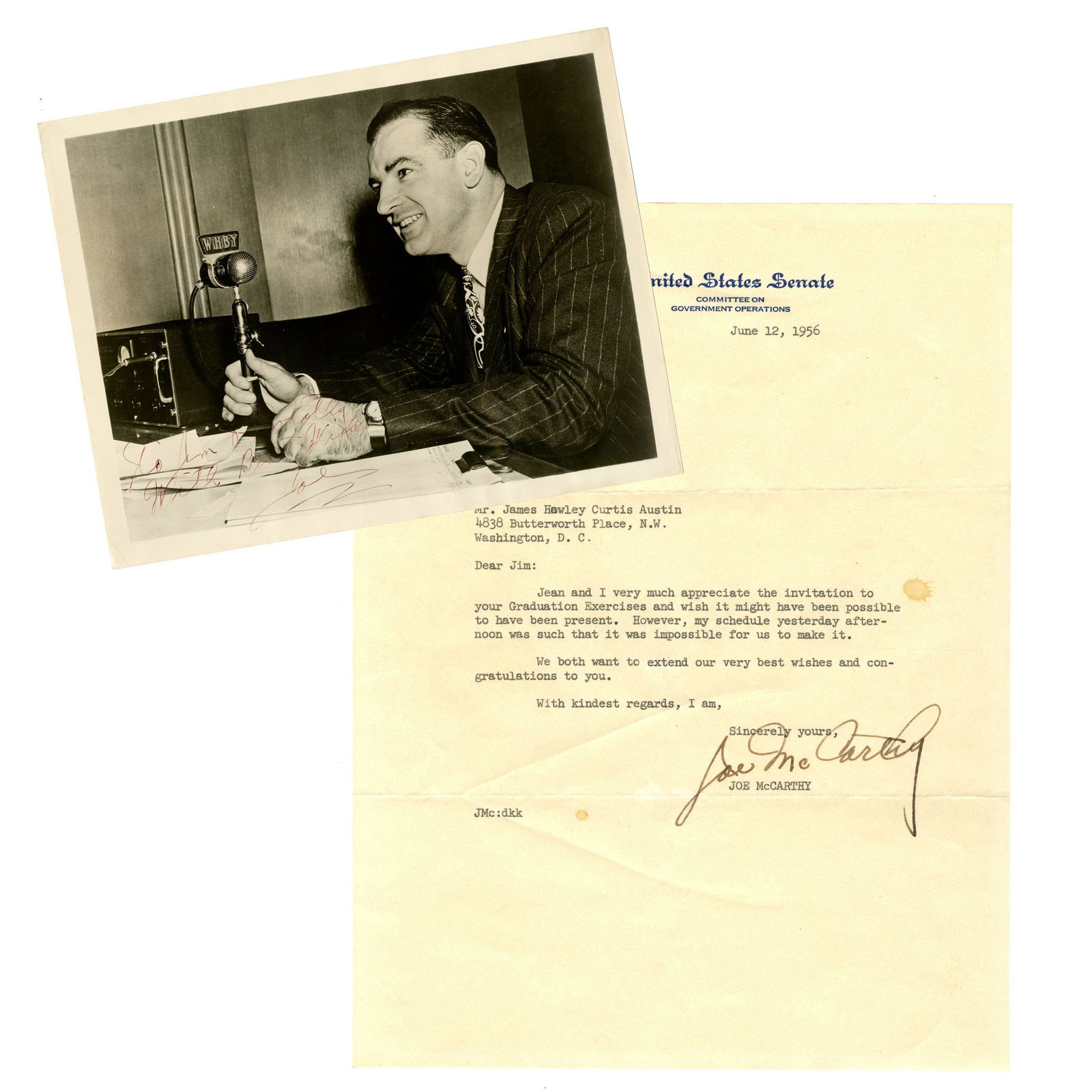 Joseph McCarthy Rare Signed Photograph and Typed Letter (1 of 5)