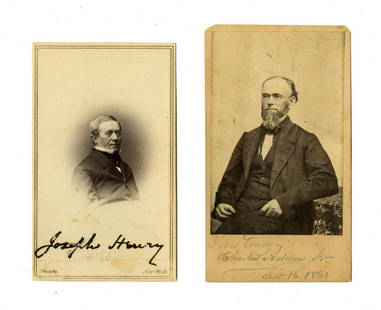 Charles Adams Jr & Joseph Henry Signed Cartes de Visite: Charles Adams Jr & Joseph Henry Signed Cartes de VisiteTwo cartes de visite, one of Charles F. Adams Jr. and the other of Joseph Henry. The first measures 2.5" x 4.25", no place, hand dated