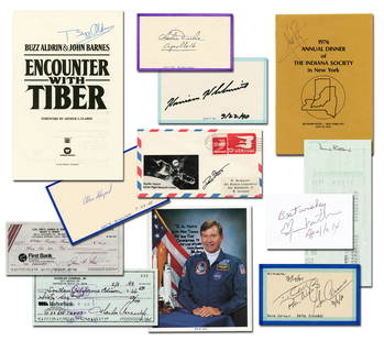 Moonwalkers Collection, Lot of 12 Signed Items by: Moonwalkers Collection, Lot of 12 Signed Items by Apollo Astronauts, Includes Neil Armstrong and Buzz AldrinCollection comprises:1) ARMTRONG, NEIL. Signed Program, "Neil Armstrong", 4 pp.,