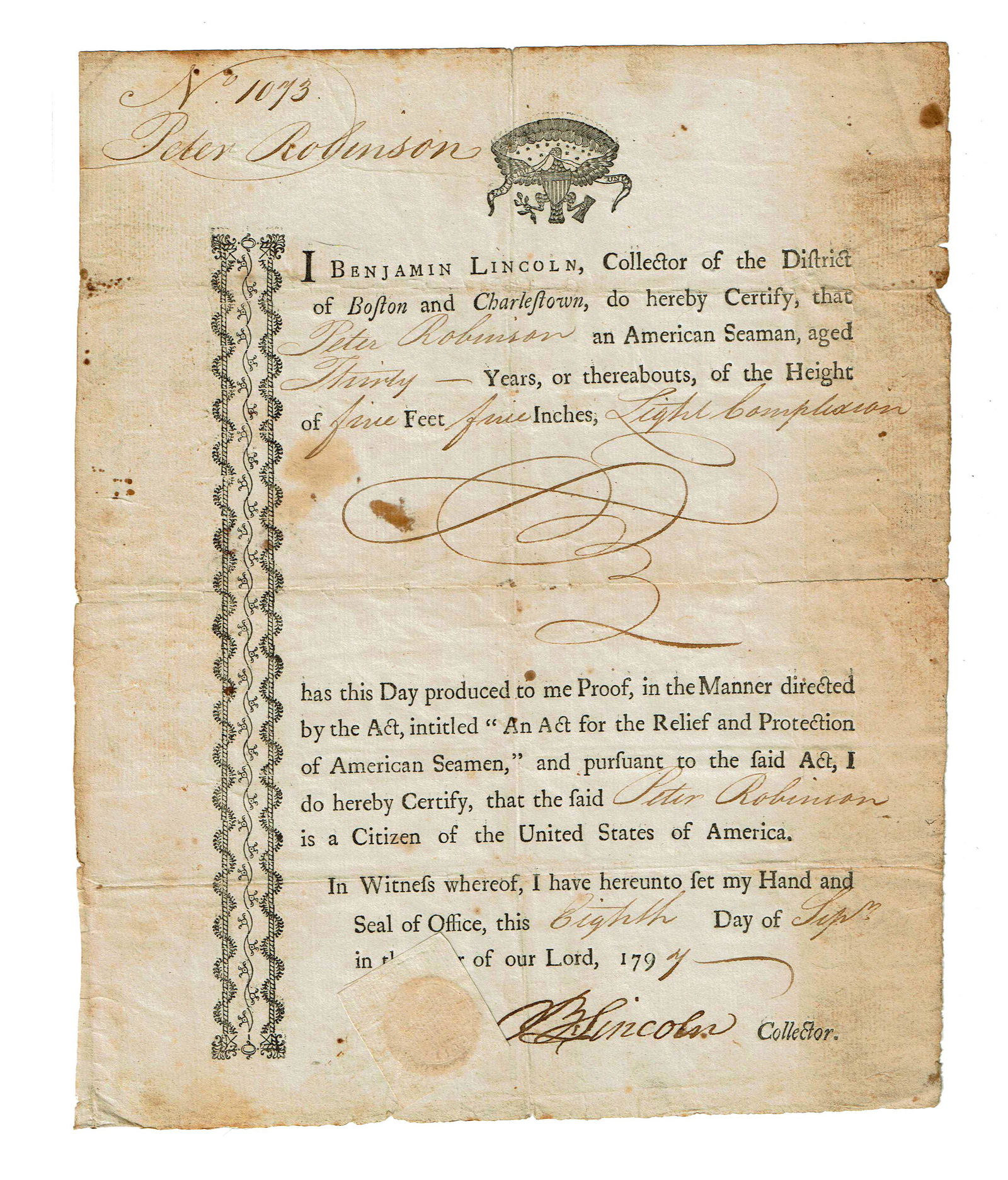 Fantastic General Ben Lincoln Signed Citizenship for (1 of 2)