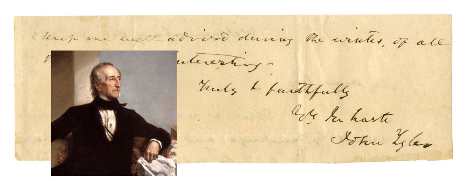 President John Tyler Beautifully Signed Partial Letter (1 of 3)