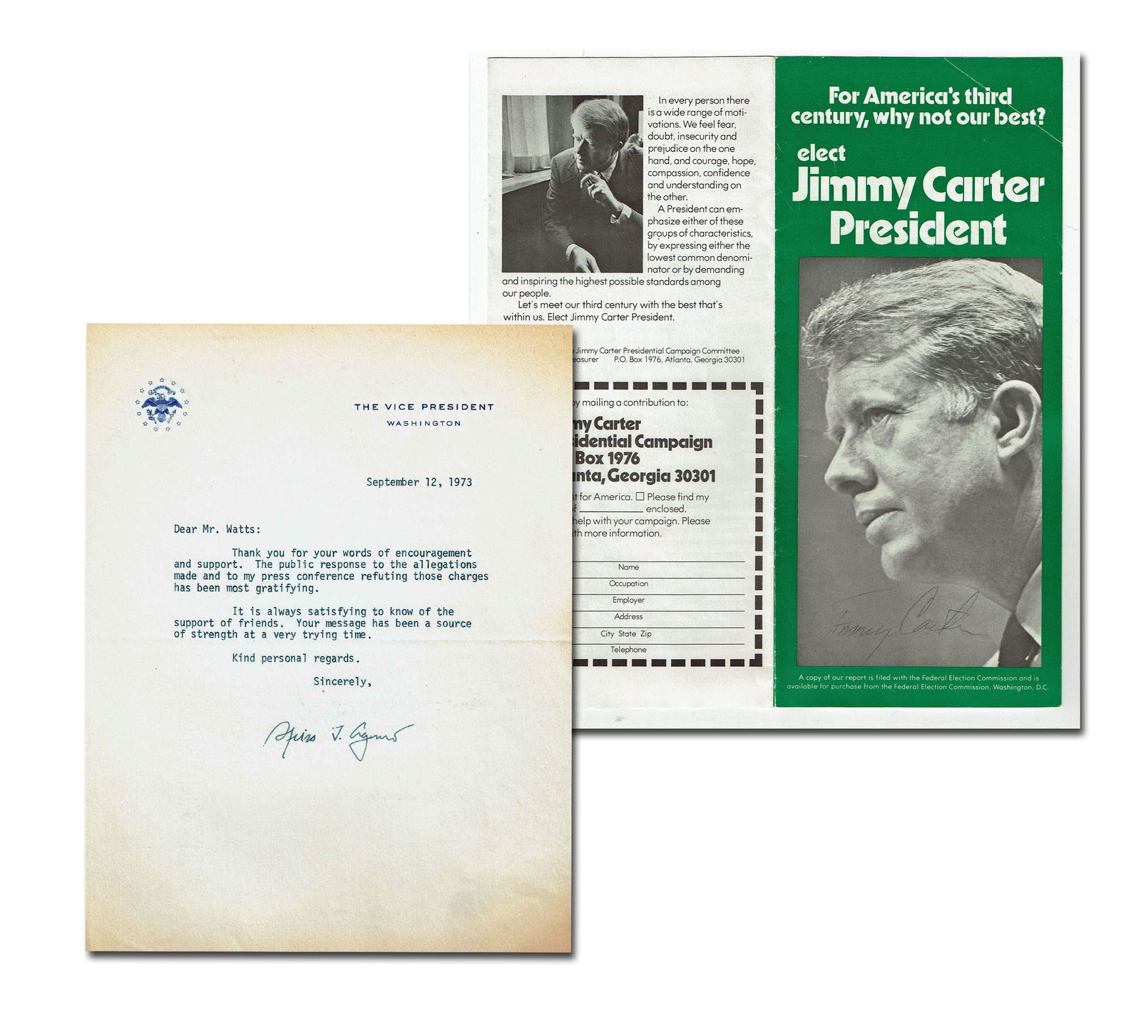 Jimmy Carter Signed Presidential Campaign Pamphlet and (1 of 8)