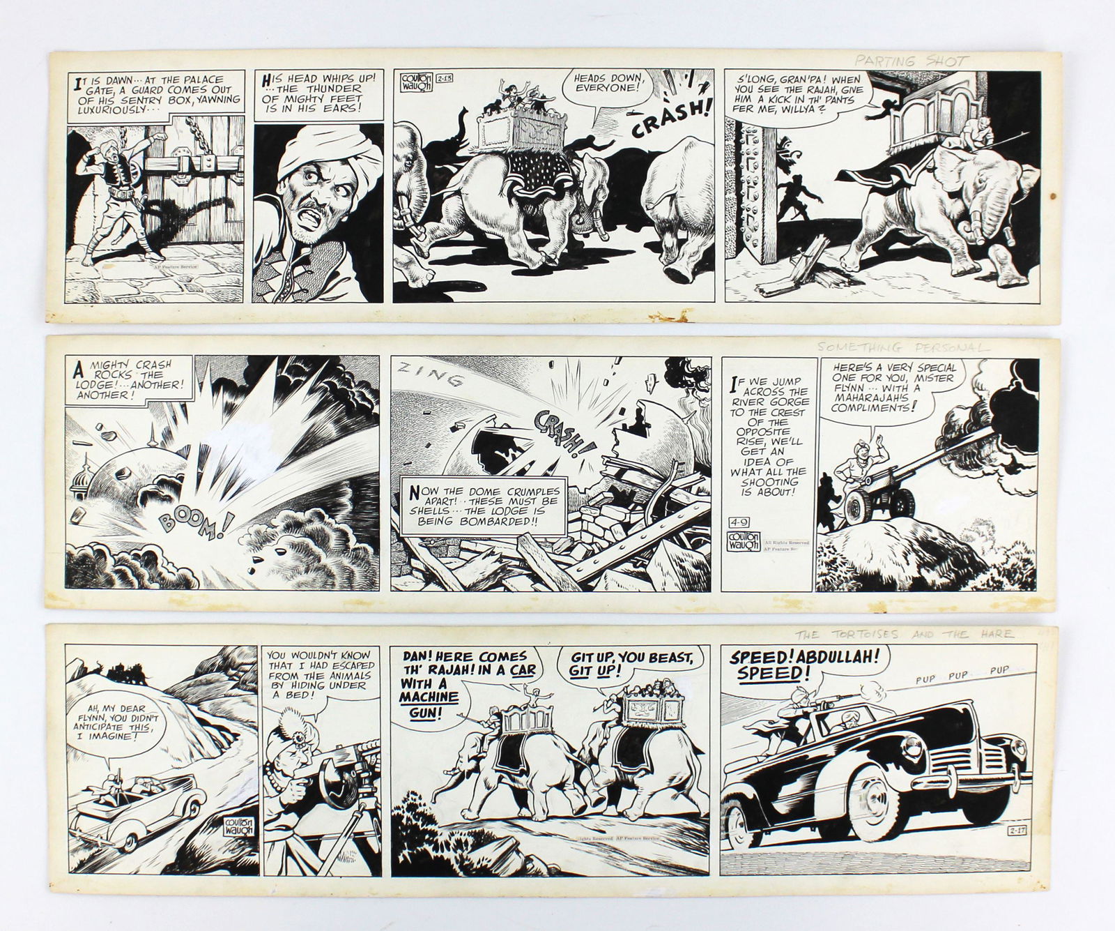 Coulton Waugh's "Dickie Dare", 3 Large Comic Strips,: Coulton Waugh's "Dickie Dare", 3 Large Comic Strips, Original Artwork Three oversized comic strips of the American comic strip, "Dickie Dare". Originally created by Milton Caniff in 1933 before being