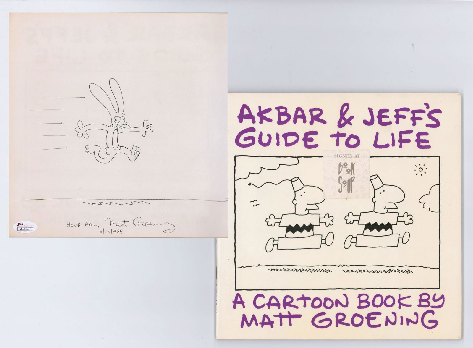Matt Groening Original Signed Drawing, Akbar & Jeff's (1 of 6)