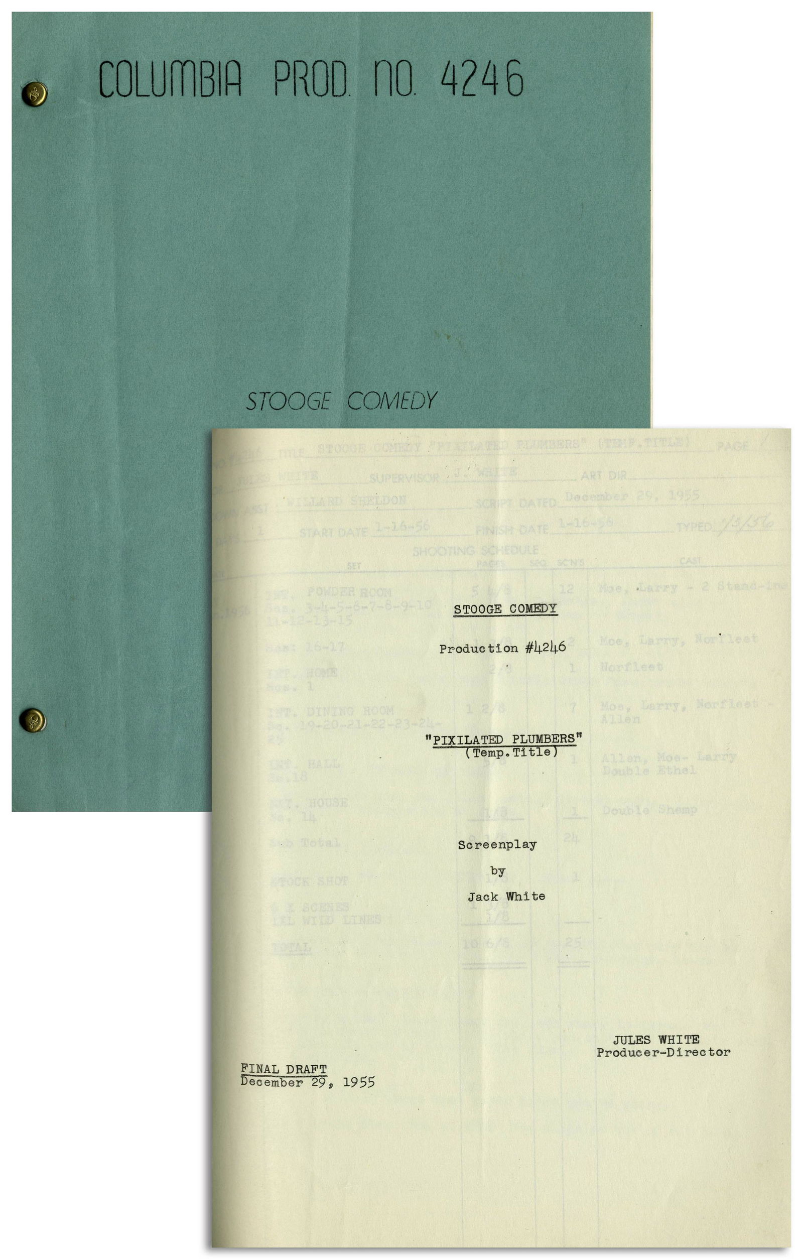 Moe Howard's Personally Owned Script for The Three (1 of 5)