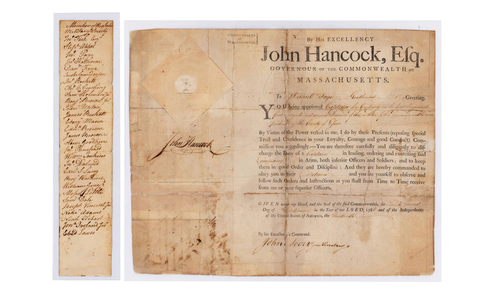 Patriot John Hancock Signed Appointment as Governor of (1 of 5)