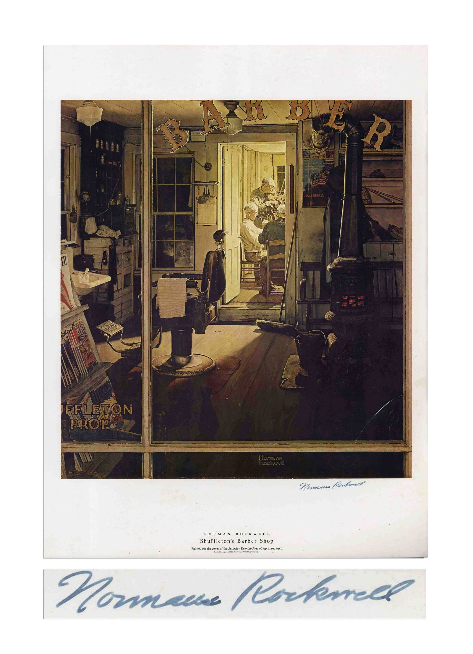 Norman Rockwell Signed Large Print “Shuffleton's (1 of 3)