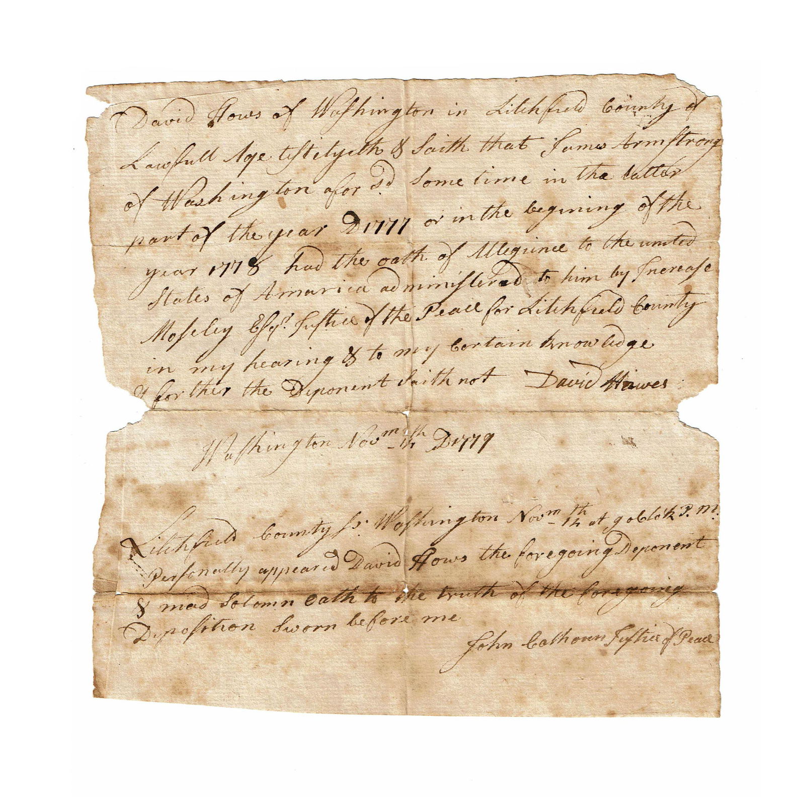 Superb Revolutionary War DS Oath of Allegiance to the (1 of 2)