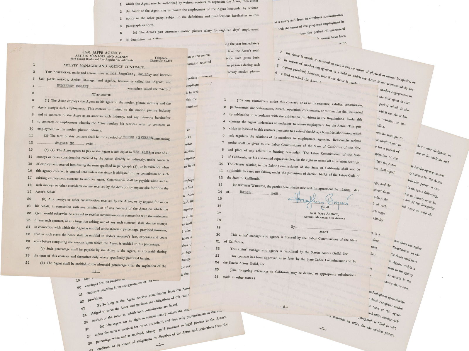 Humphrey Bogart Signed Contract Covering His "African (1 of 3)