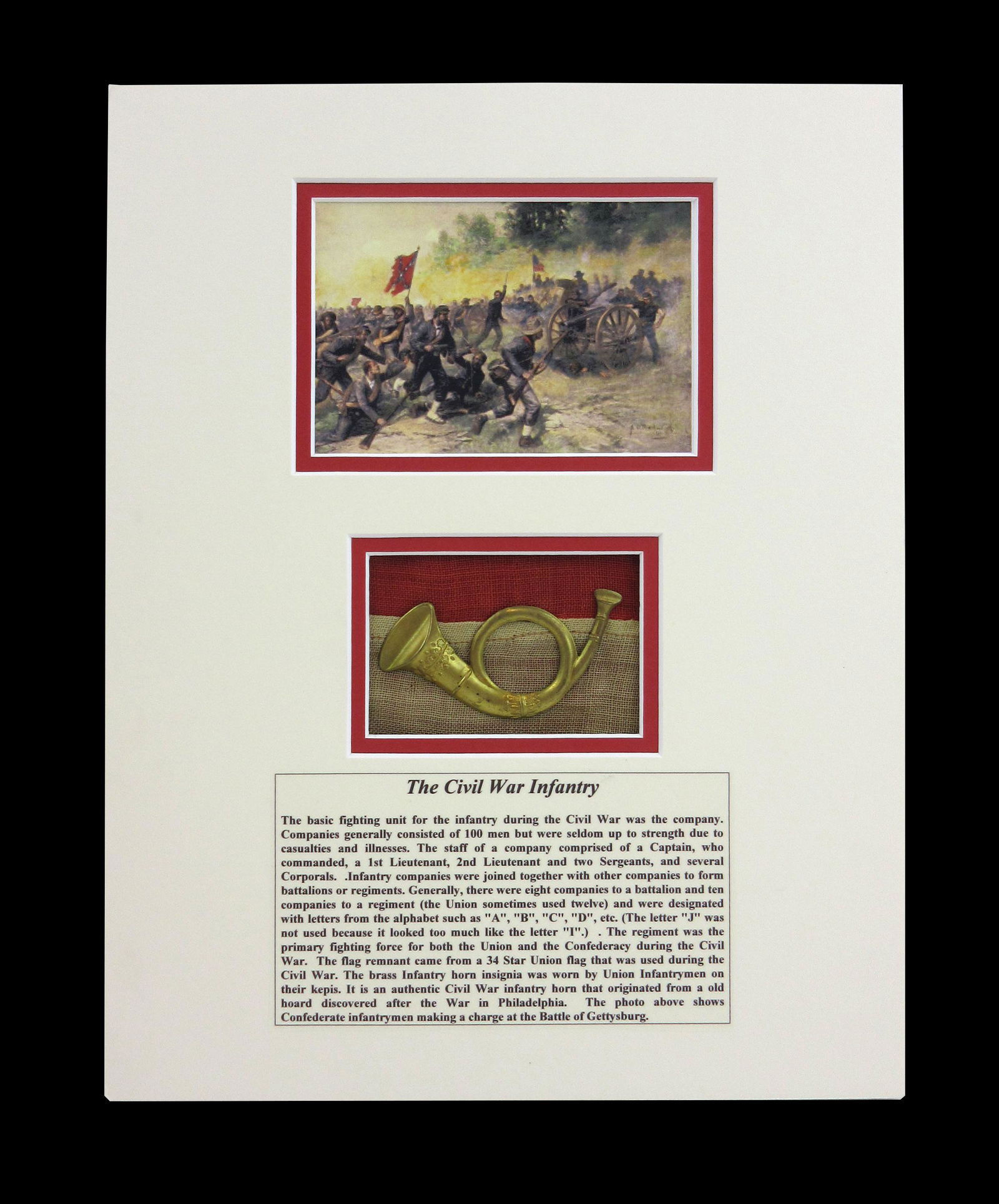 Civil War Flag Remnant & Infantry Horn Insignia (1 of 3)