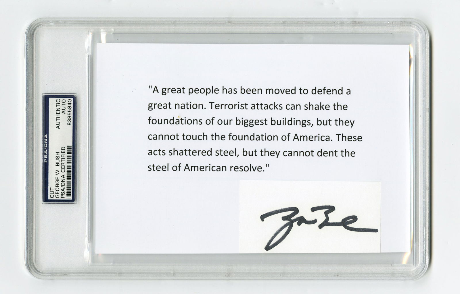 George Bush Signed Quotation from 9/11 Televised (1 of 3)