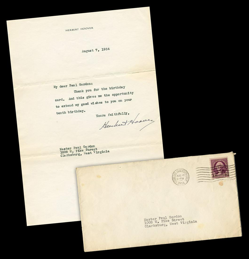 Herbert Hoover TLS Thanking Young West Virginia Boy for (1 of 7)