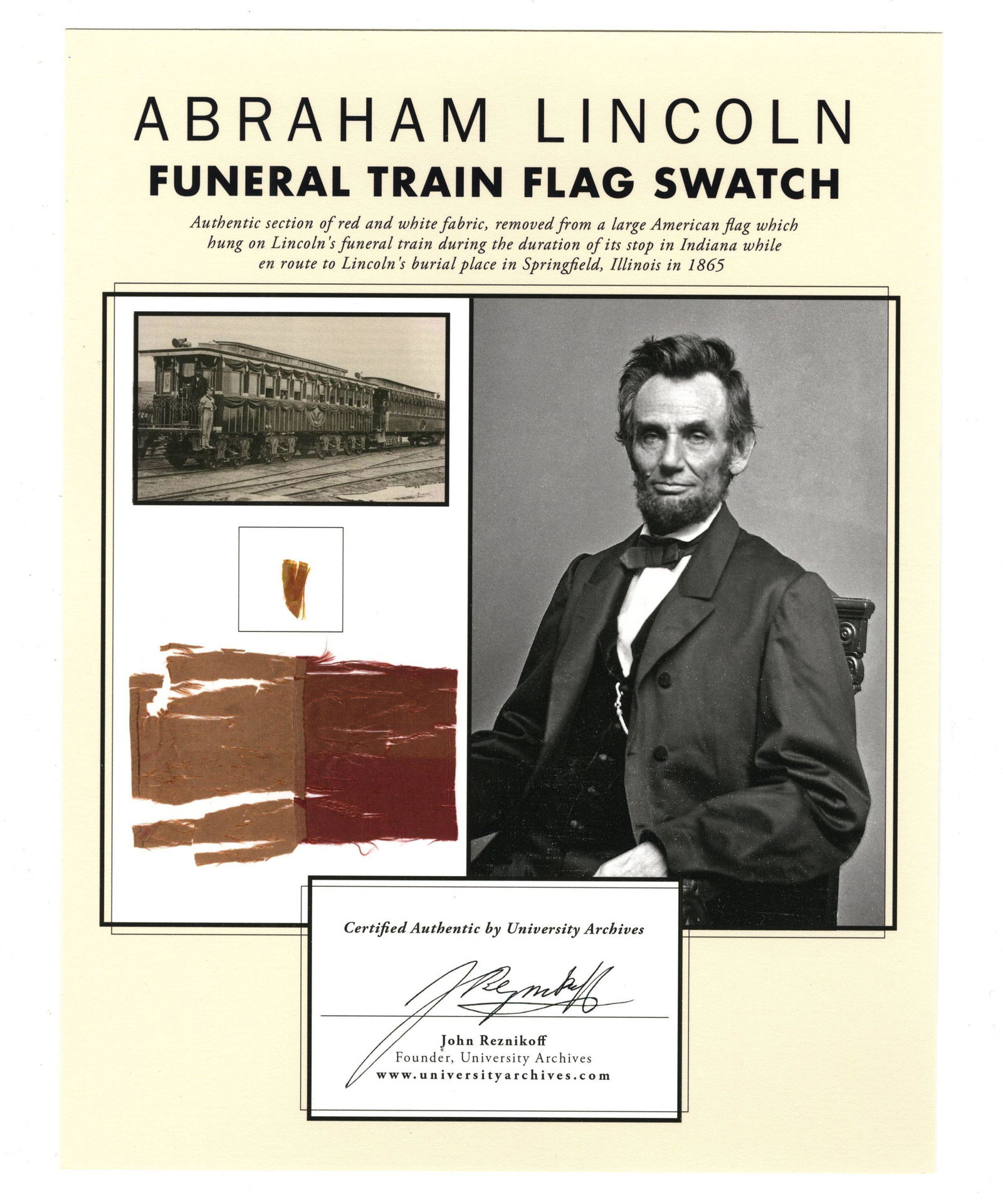 Silk Fragment from Abraham Lincoln's Funeral Train Flag (1 of 5)