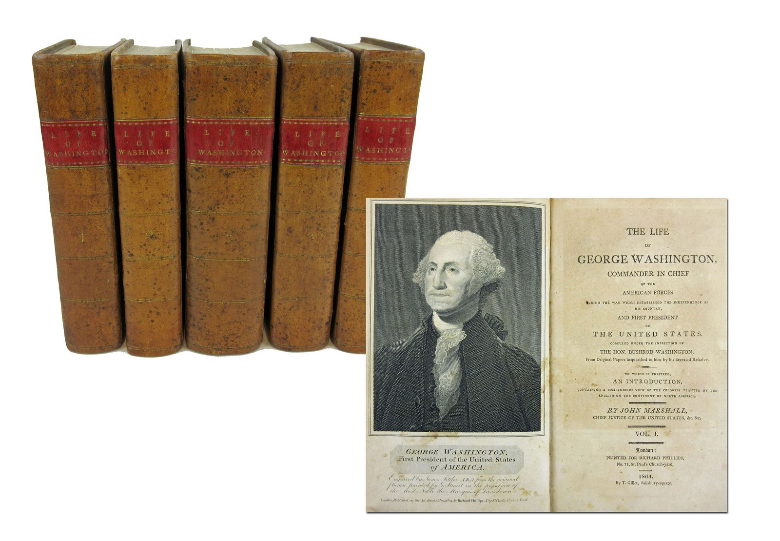 Marshall’s Life of Washington, Best English: Marshall’s Life of Washington, Best English Edition, 5 Quarto Volumes With Folding Maps & Plates [WASHINGTON, GEORGE]. John Marshall, The Life of George Washington, Commander in Chief of the