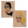 Greta Garbo and Gloria Swanson Two Caricatures by