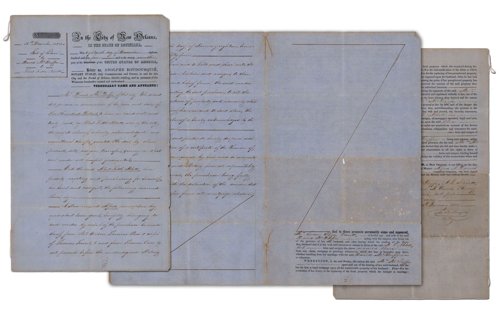 Slavery Bill of Sale from Antebellum New Orleans for (1 of 5)
