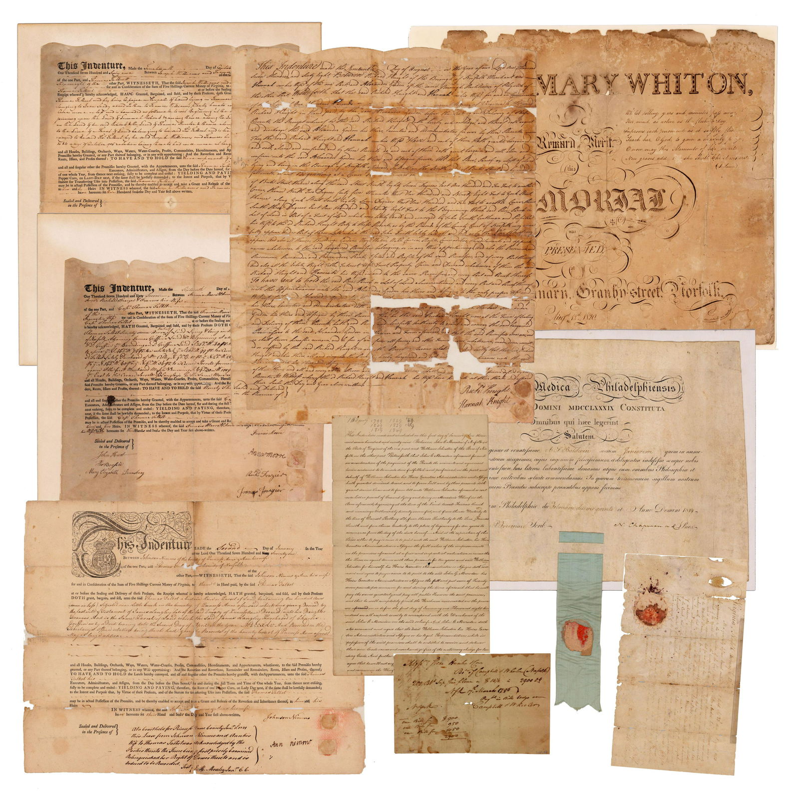 Nine Legal Documents and Certificates From the 18th and (1 of 8)