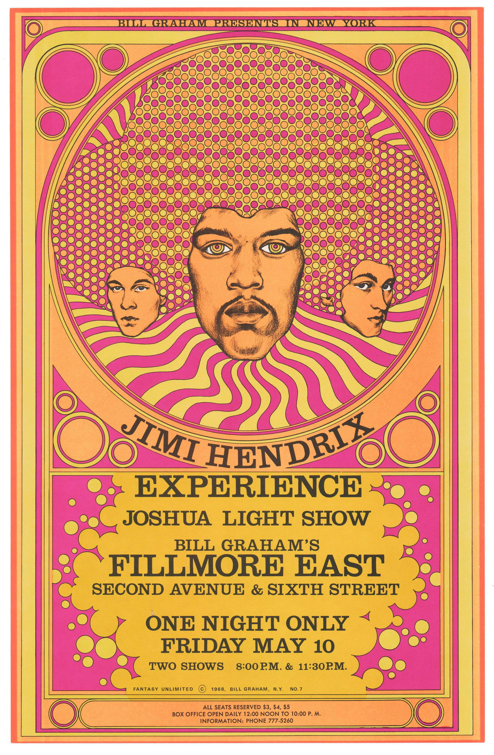 Jimi Hendrix 1968 Fillmore East Concert Poster, Fine (1 of 2)