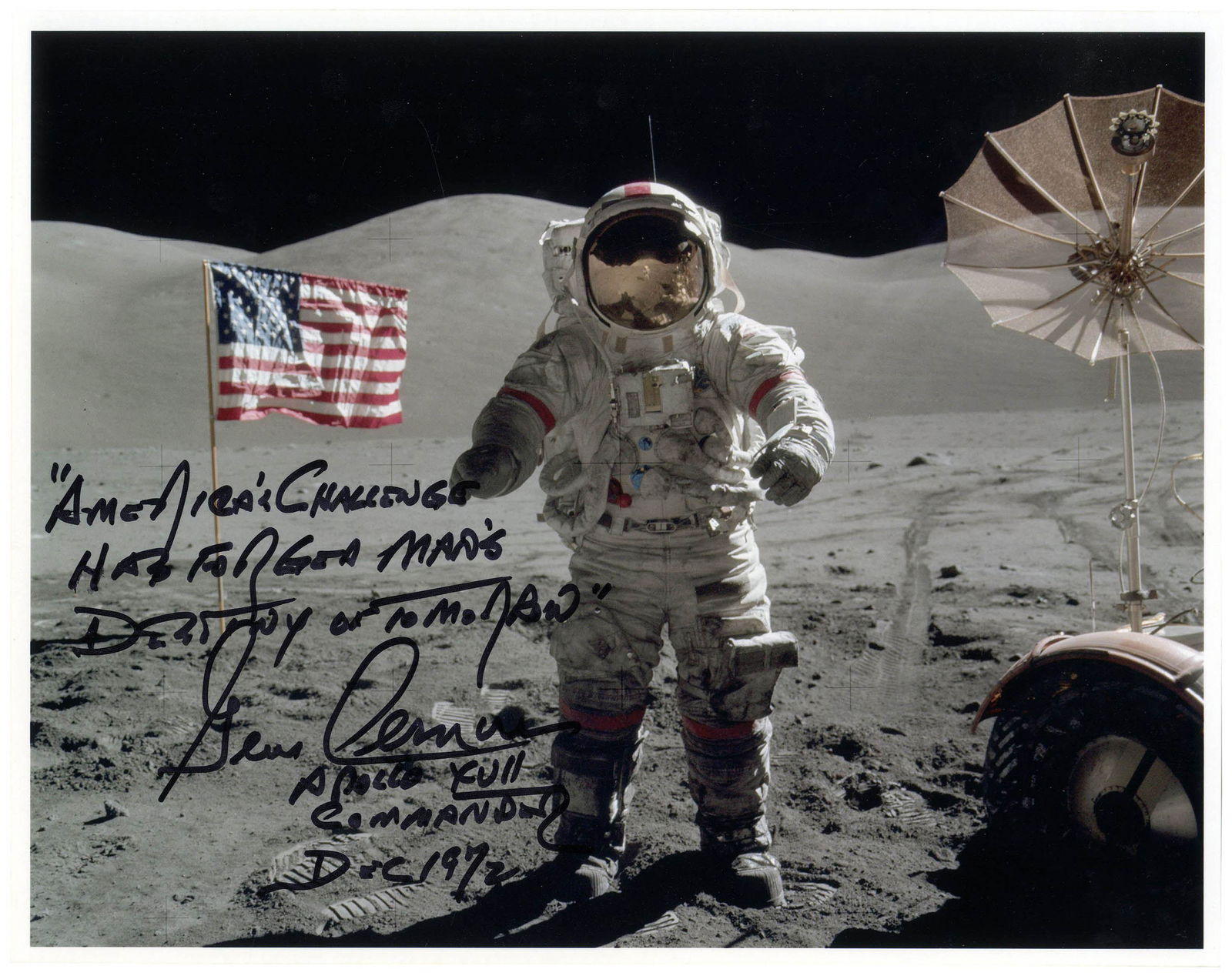 Gene Cernan Signed Moon Photo Ca. 1972 (1 of 2)