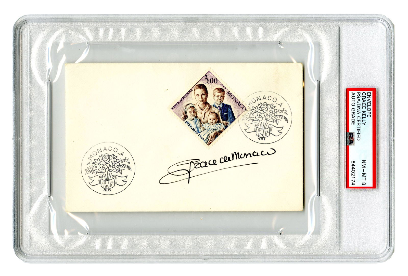 Grace Kelly Signed Envelope, PSA/DNA Slabbed & Graded (1 of 4)