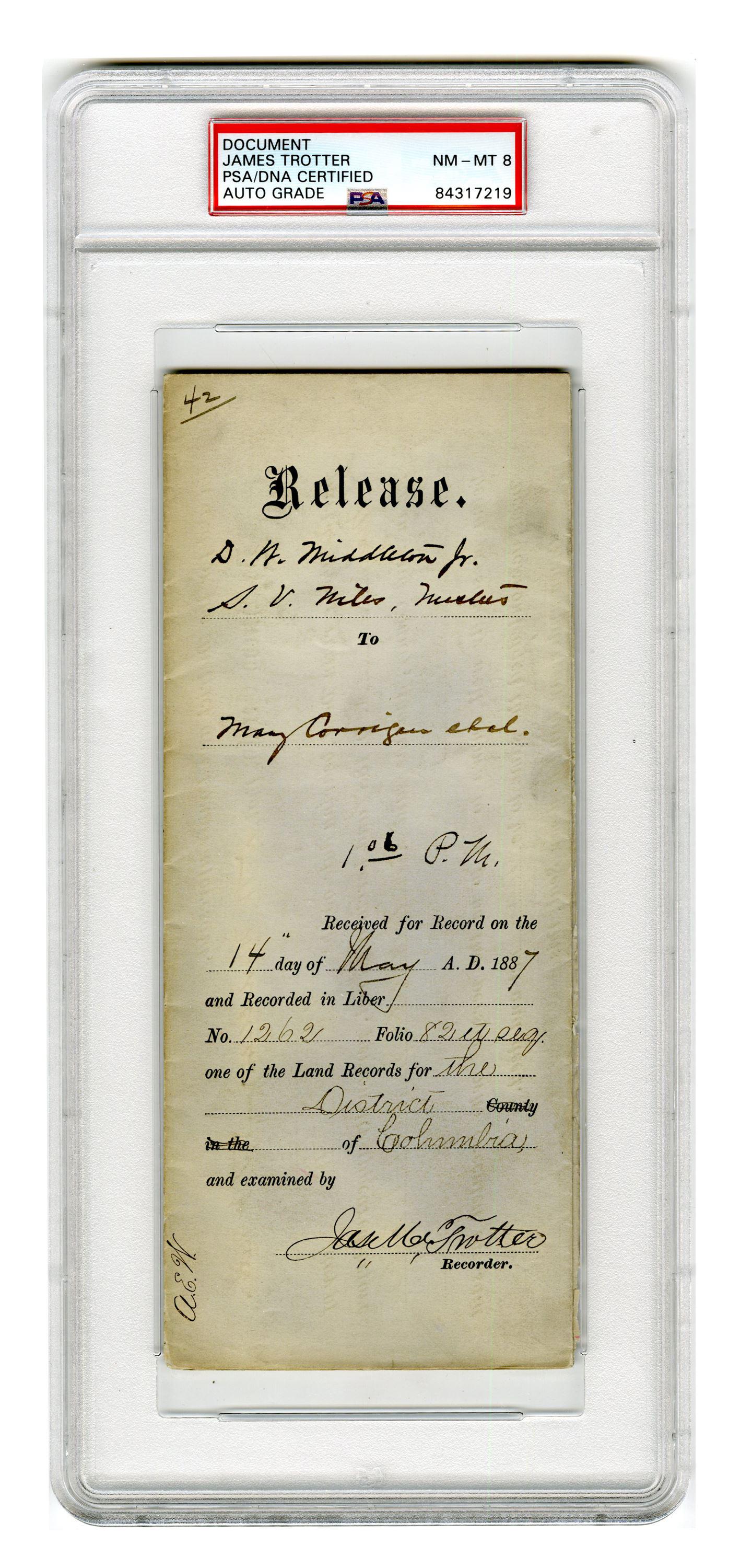 James M. Trotter Signed Deed, PSA/DNA Slabbed & Graded (1 of 4)