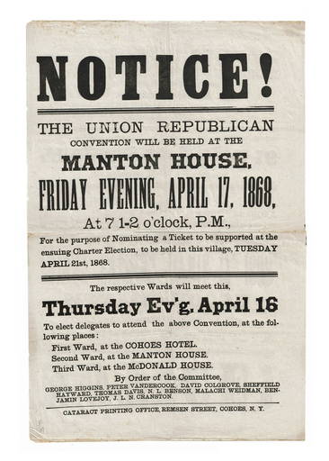 Union Republican Convention 1868 Broadside