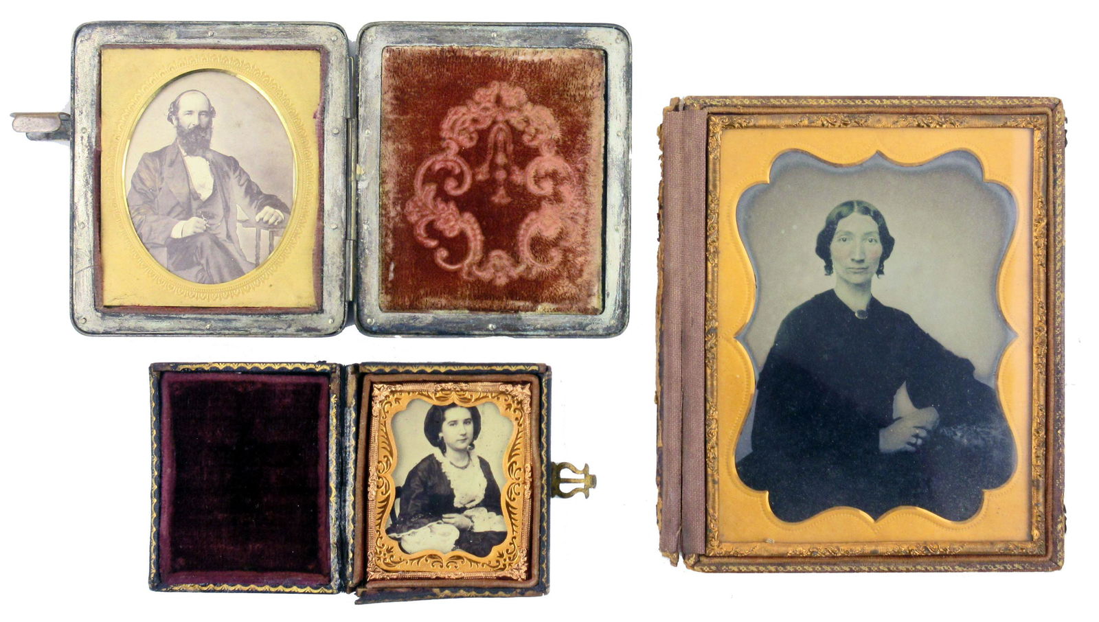 Group of Three Mid-19th C. Images, Two Clipped CDVs and (1 of 6)