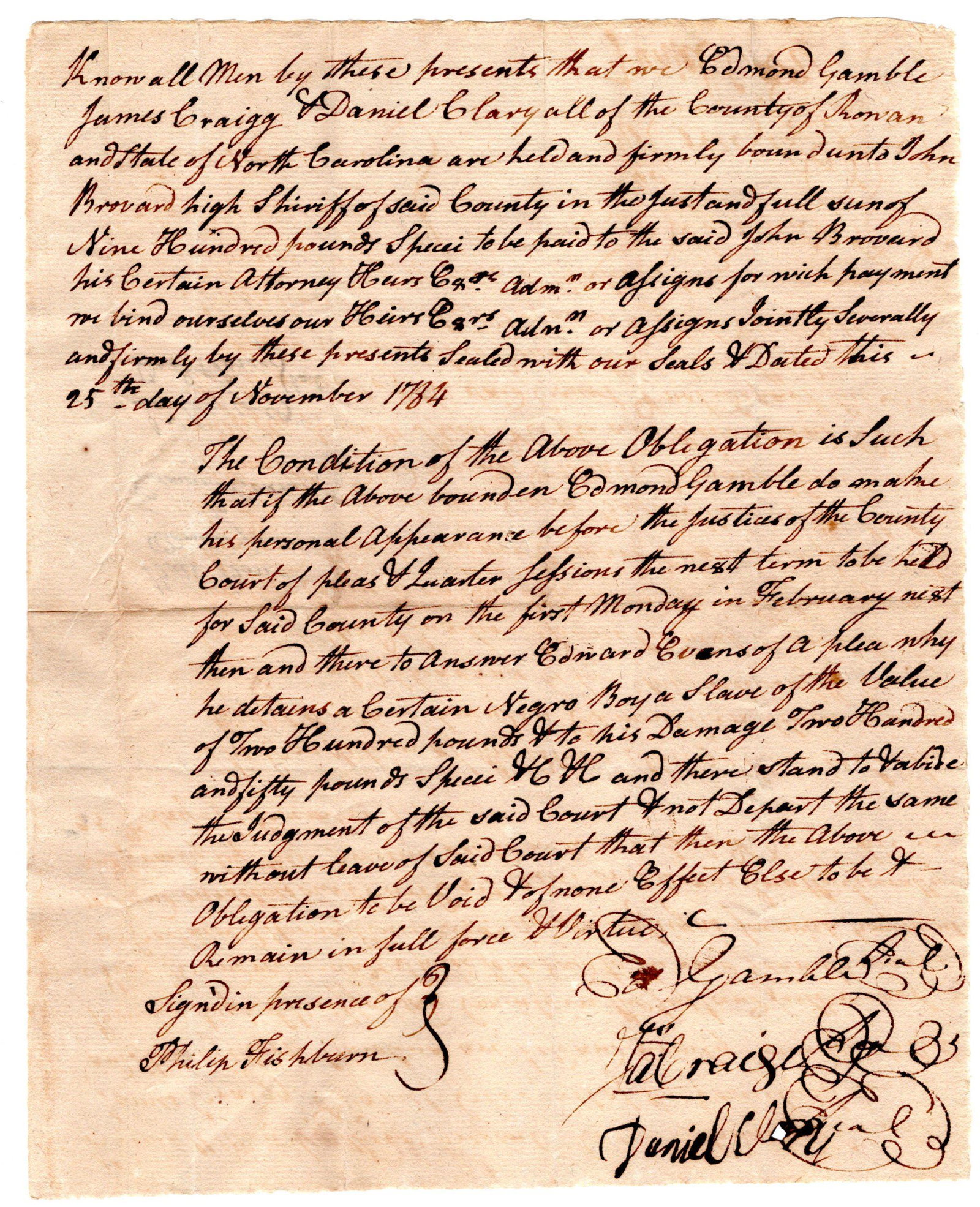 Slave Document for Gen. Nathanael Greene Soldier 1784, (1 of 1)