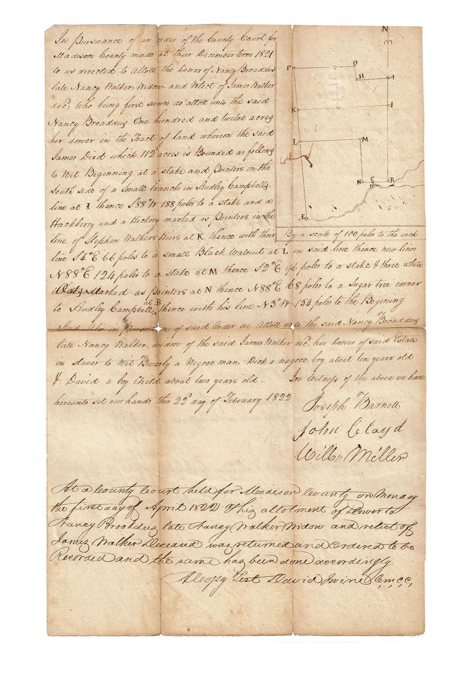 Slave and Land Dower 1822 Kentucky, Fascinating! (1 of 2)