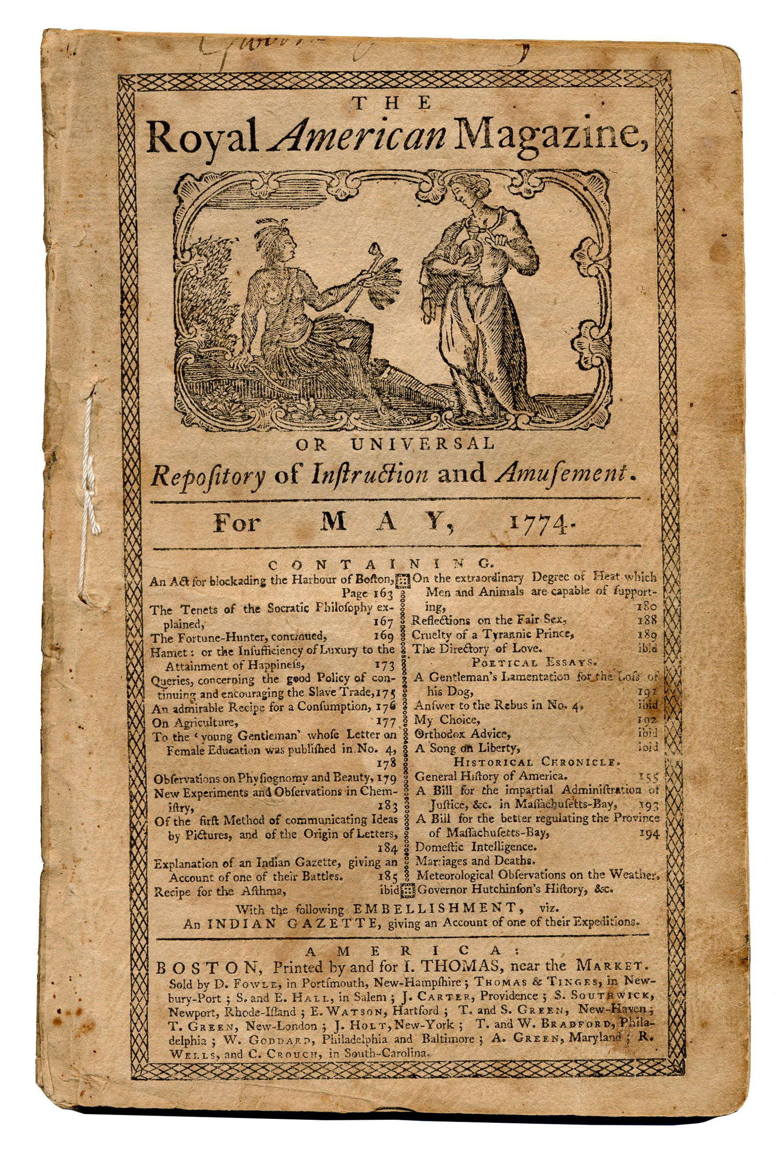 Consequences of the Boston Tea Party: "The Royal: Consequences of the Boston Tea Party: "The Royal American Magazine" Reports the Imminent Boston Blockade The May 1774 issue of "The Royal American Magazine, or Universal Repository of Instruction and