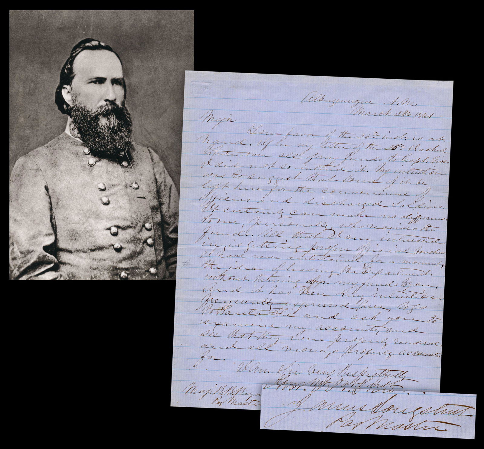 James Longstreet Civil War Period Letter Penned Just (1 of 4)