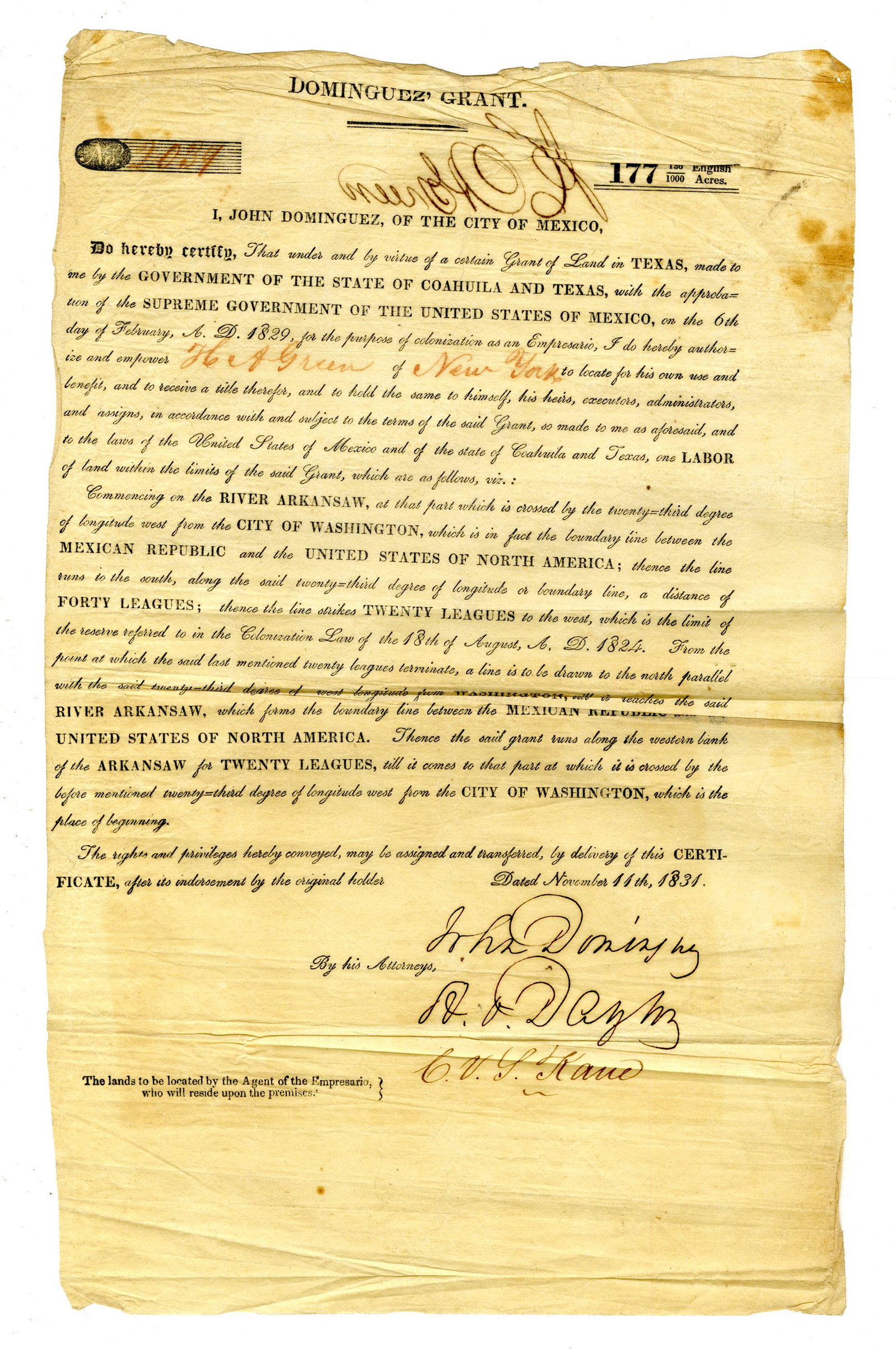 Early Texas Colonization - John Dominguez Land Grant, (1 of 3)