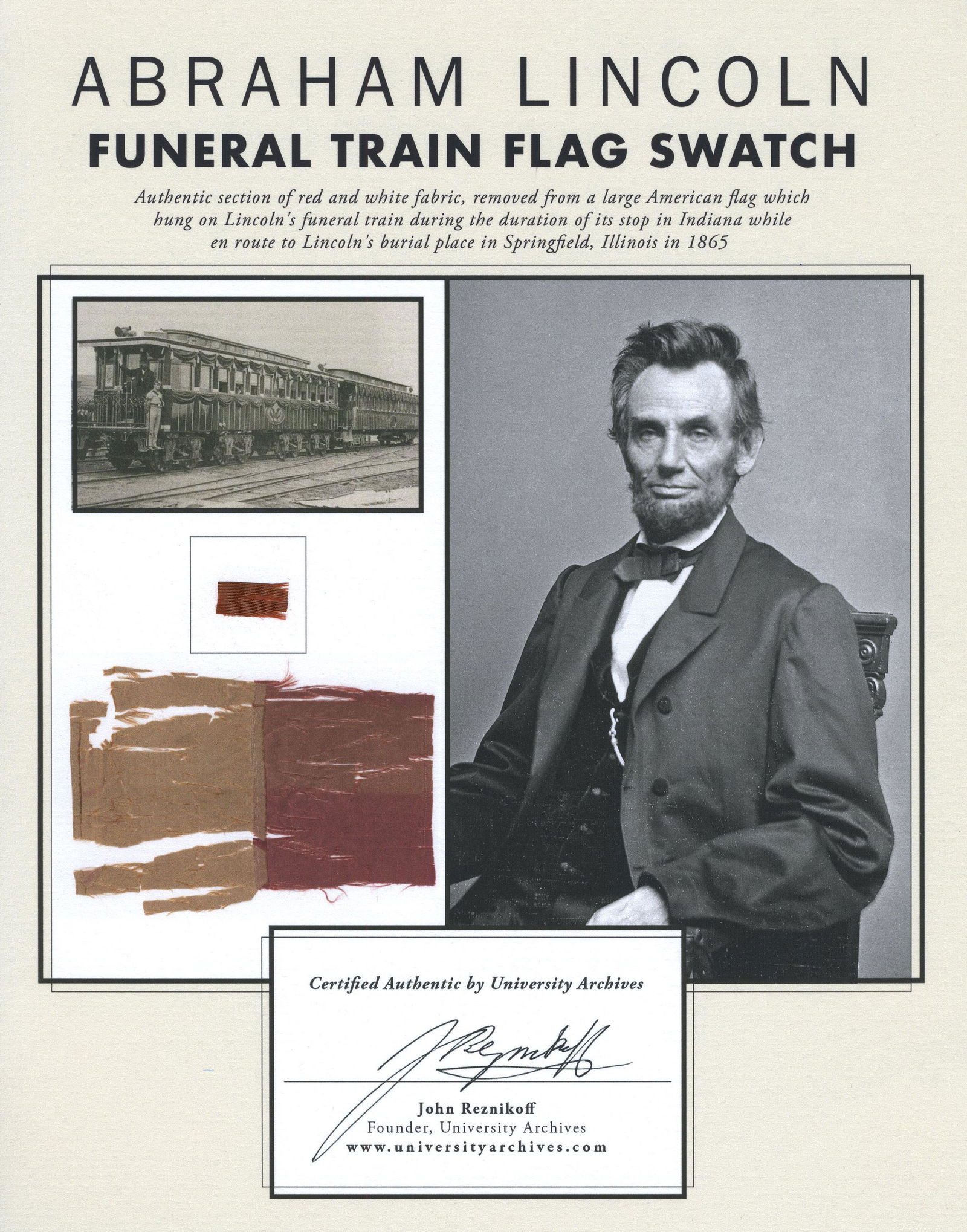 Silk Fragment from Abraham Lincoln's Funeral Train Flag (1 of 5)