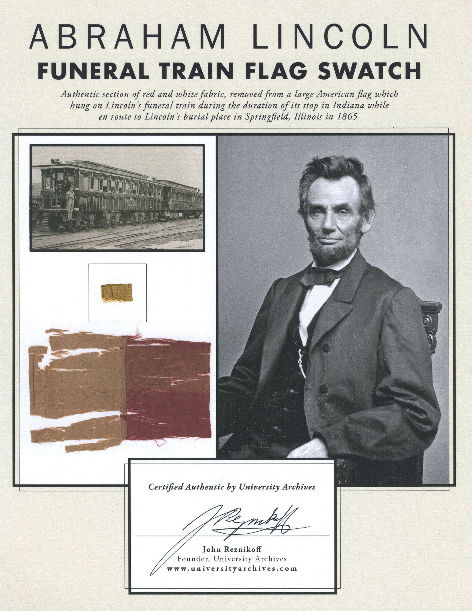 Silk Fragment from Abraham Lincoln's Funeral Train Flag (1 of 5)