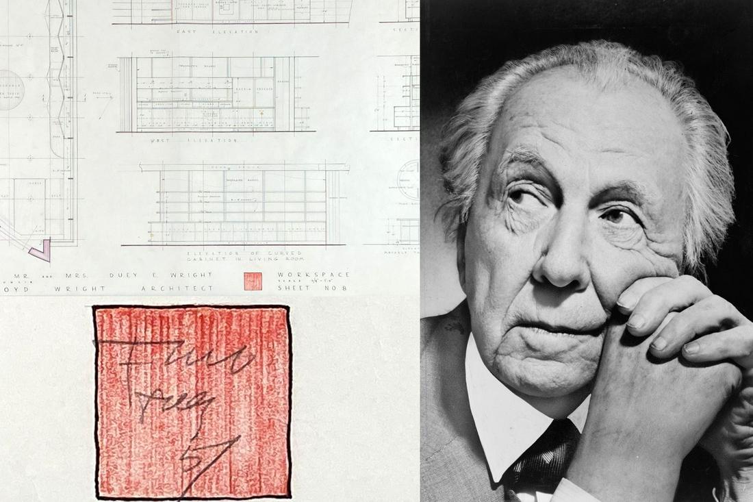 Fantastic Frank Lloyd Wright Hand-Drawn and Signed Architectural Plans for the “ (1 of 6)
