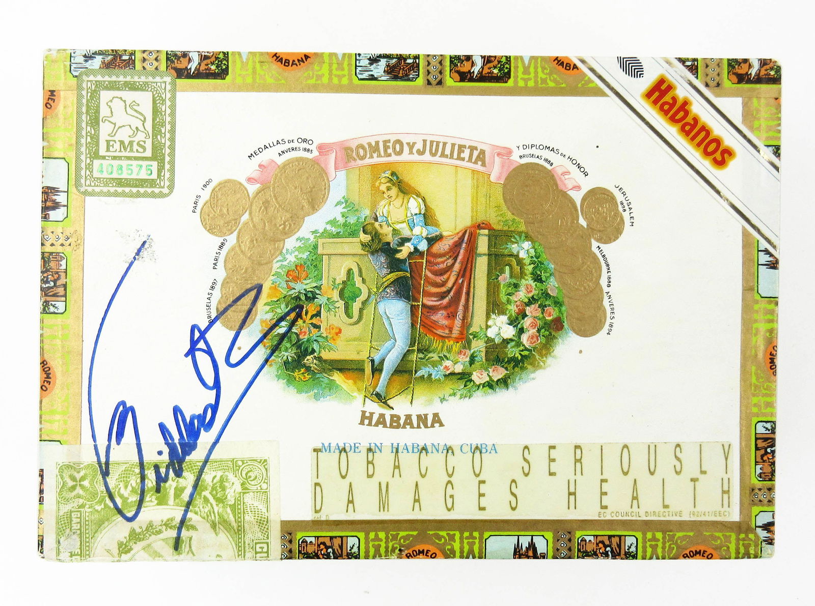 Fidel Castro Signed Cigar Box - Romeo y Julieta, Made in Havana