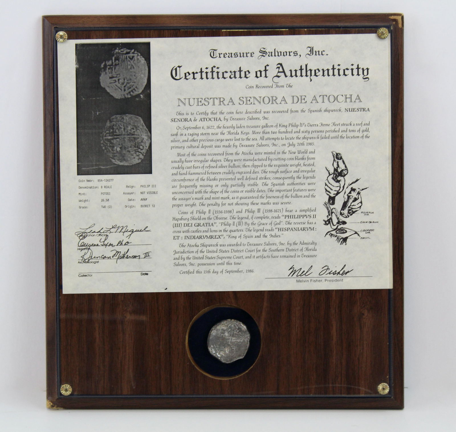 Silver Coin Ft. King Philip IV, Recovered from the Nuestra Señora de Atocha Shipwreck (1 of 5)