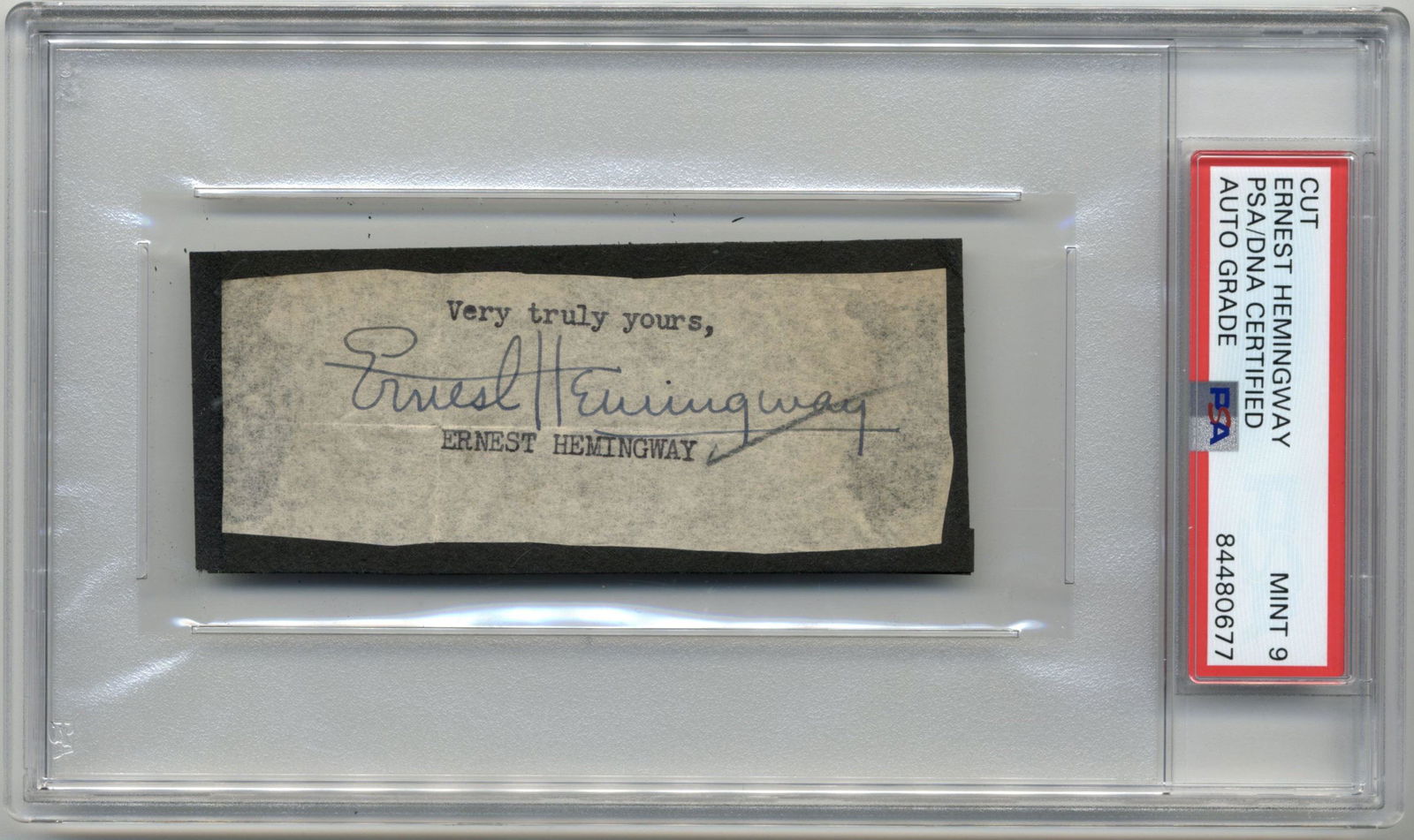 Ernest Hemingway PSA Mint 9, Signed Cut (1 of 1)
