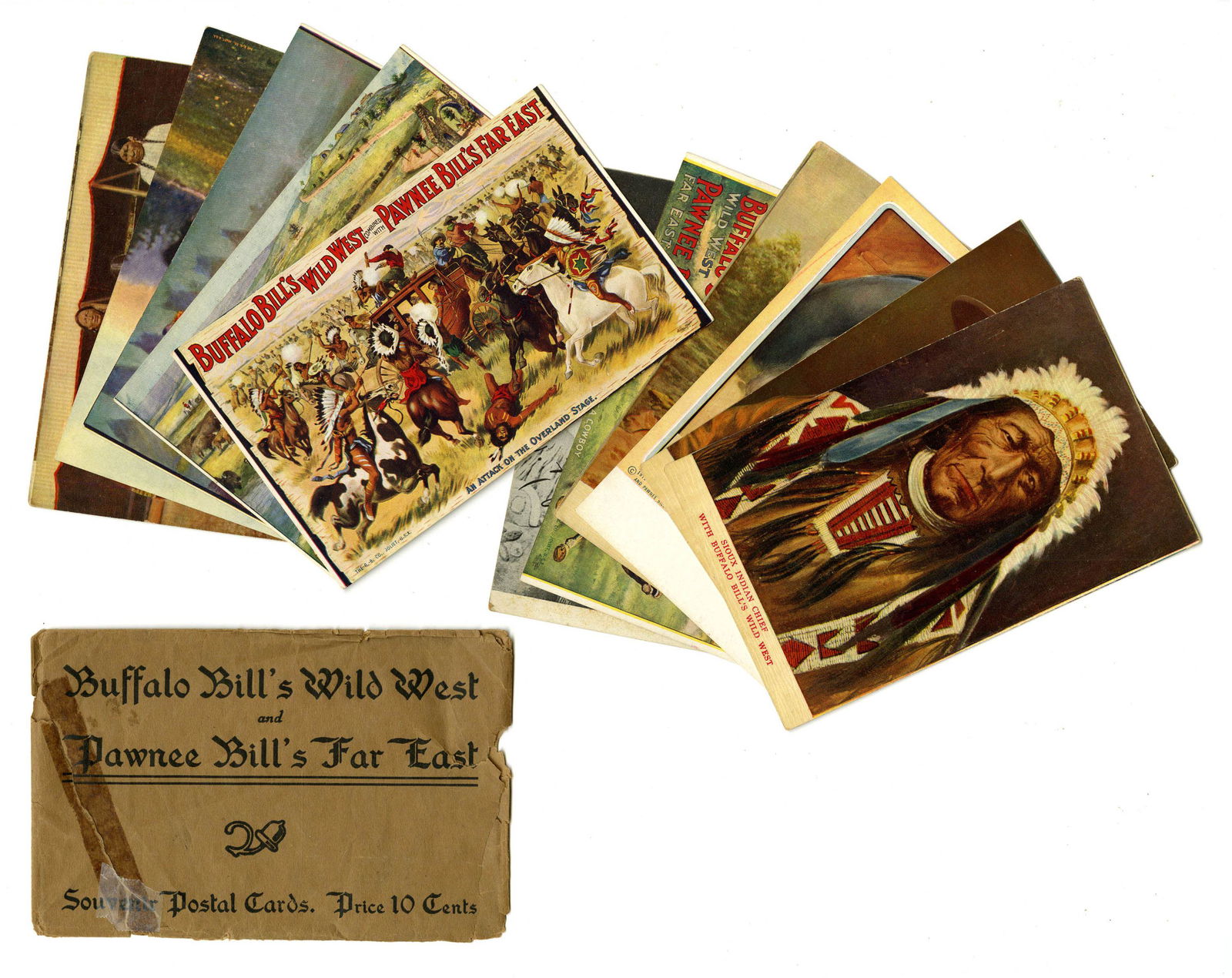 Buffalo Bill & Pawnee Bill (11) Souvenir Postcards with Envelope (1 of 5)