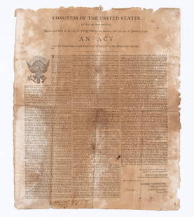 Ship's Contract - 1st Federal Labor Law - Signed in Type by Washington: Ship's Contract - 1st Federal Labor Law - Signed in Type by Washington 2pp partially-printed broadside, measuring 13.25" x 16.25", New York, dated July 20, 1790. Signed in type at the bottom by