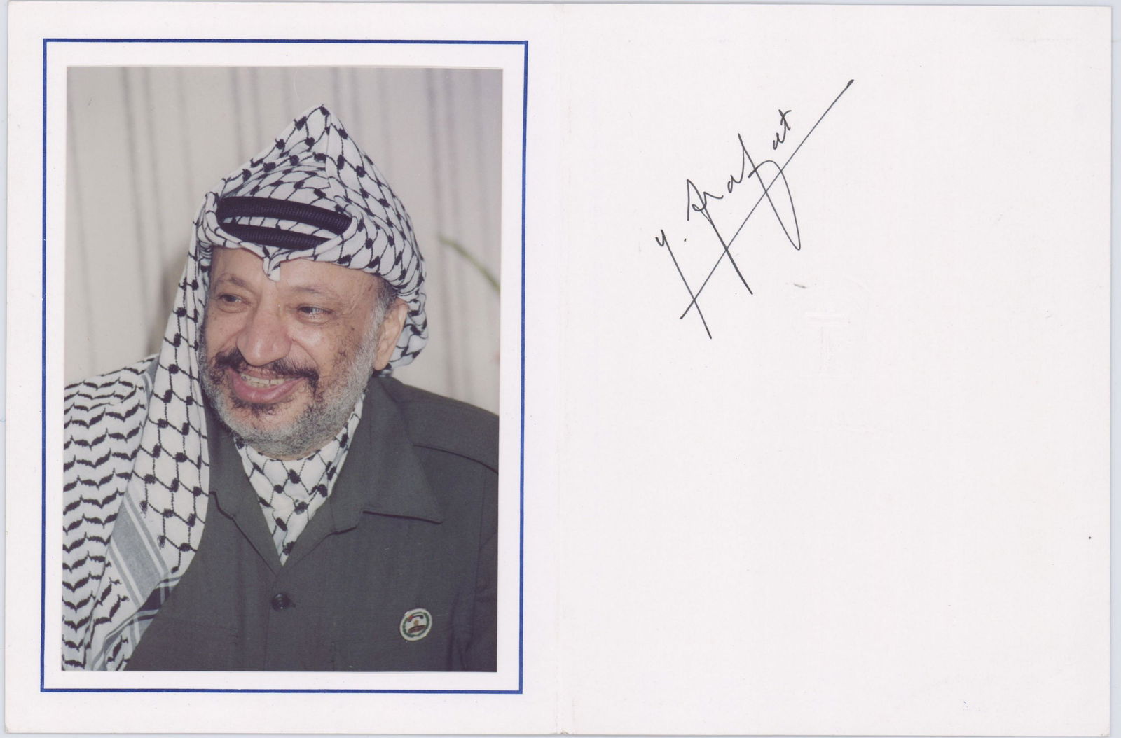 Yasser Arafat Greeting Card with Large Signature BAS Authentication (1 of 3)